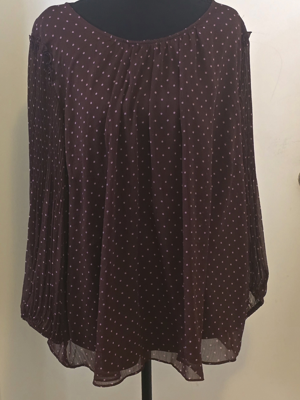 LC Lauren Conrad Plum Polka Dot Blouse